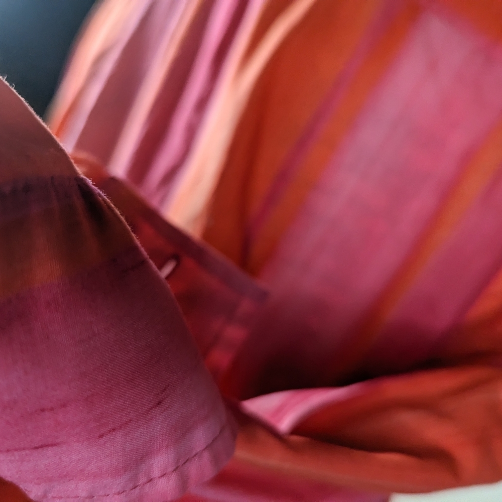 Jones New York Tailored Orange and Pink Striped Shirt with Button Pockets M - Picture 6 of 11